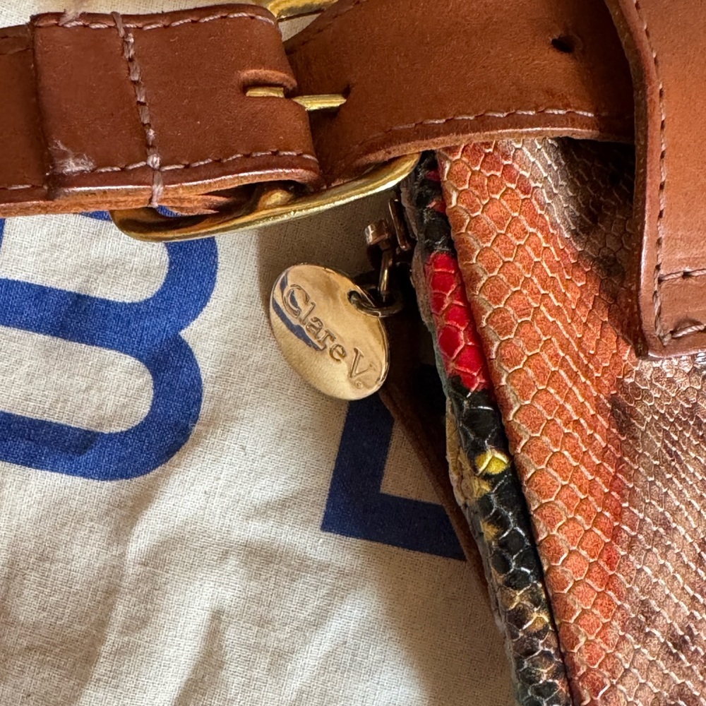 Clare V Snakeskin Fanny Pack with Leather Buckle Strap - Picture 6 of 8